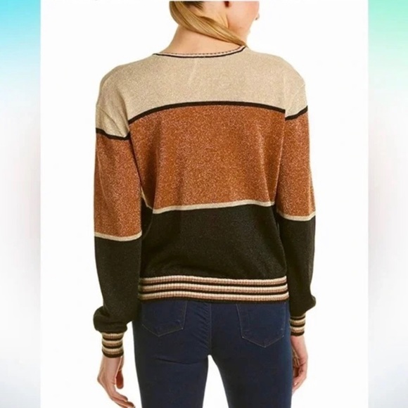 FREE PEOPLE Gold Dust Colorblock Pullover
Plunge Sweater Metallic Sz XS - Picture 7 of 11
